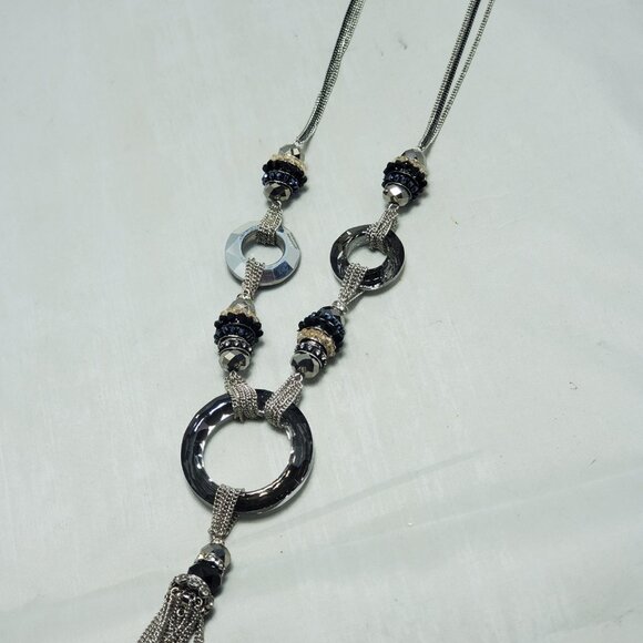 ALI khan uber statement pendant neck in faceted donut crystals and glass beads - Picture 12 of 13